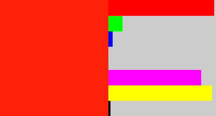 Hex color #fb2209 - vermillion