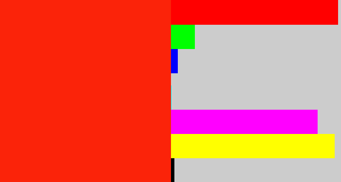Hex color #fb2309 - vermillion