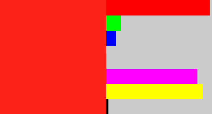 Hex color #fb2416 - vermillion