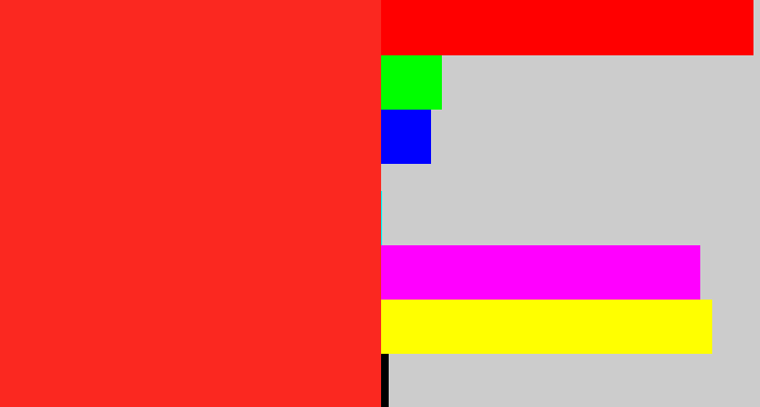 Hex color #fb2820 - vermillion