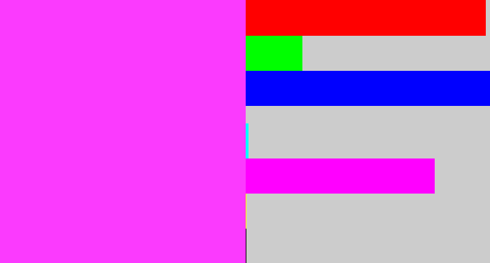 Hex color #fb3afe - violet pink