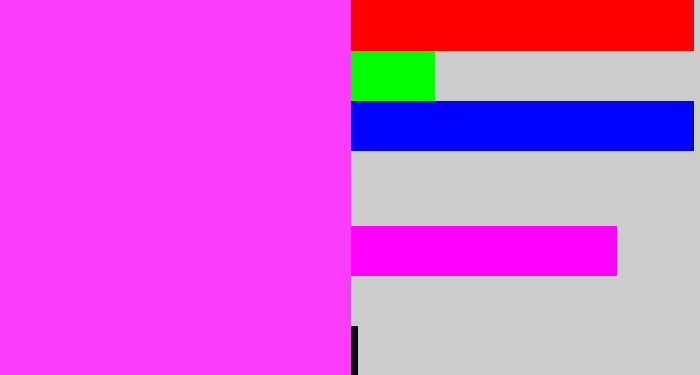 Hex color #fb3cfa - violet pink