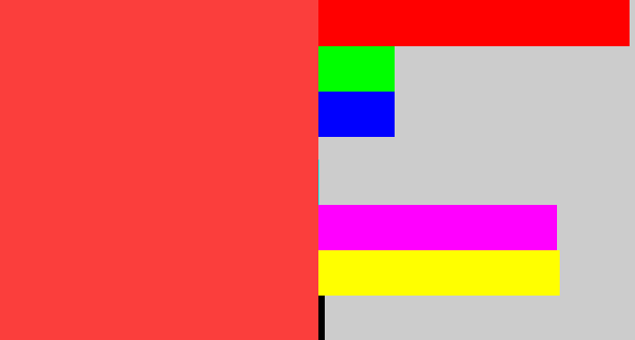 Hex color #fb3e3c - light red