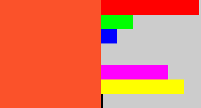 Hex color #fb522a - orangey red