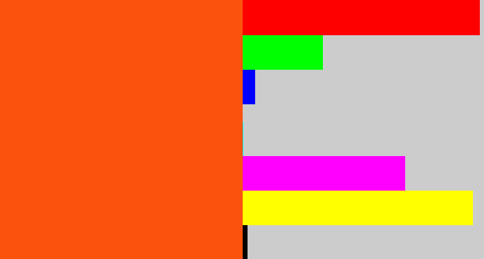 Hex color #fb530d - blood orange