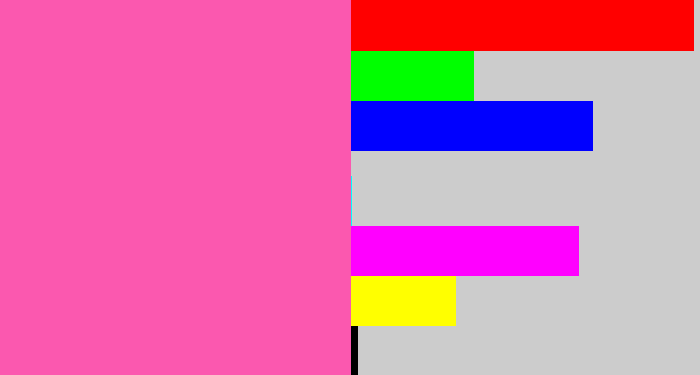 Hex color #fb58af - bubble gum pink