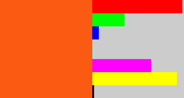 Hex color #fb5a13 - bright orange