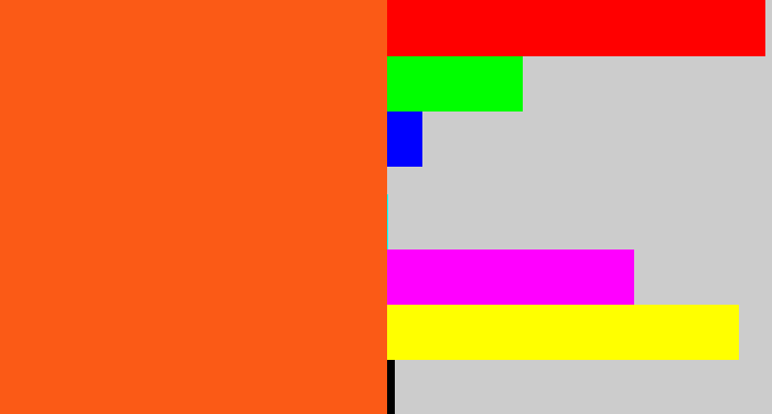Hex color #fb5a16 - reddish orange