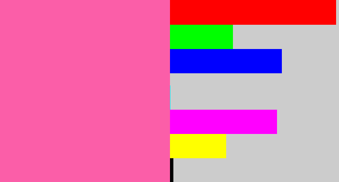 Hex color #fb5ea8 - bubble gum pink