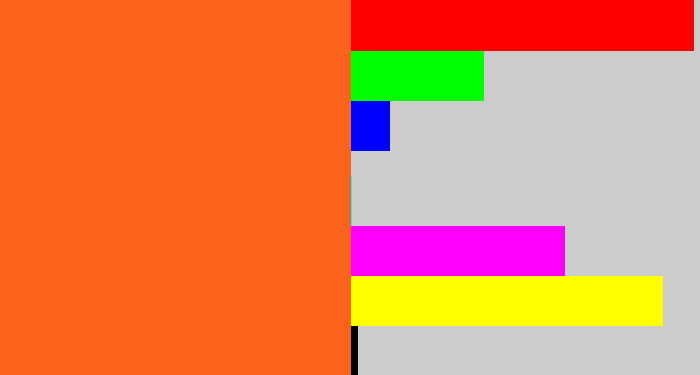 Hex color #fb621b - reddish orange