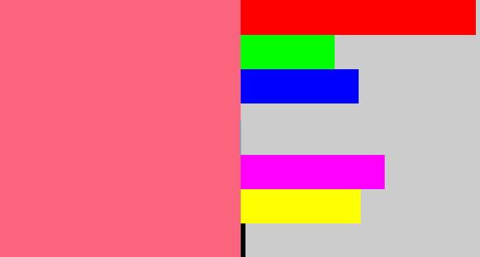 Hex color #fb647d - warm pink