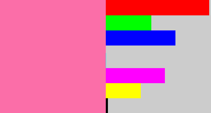 Hex color #fb6ea8 - bubble gum pink