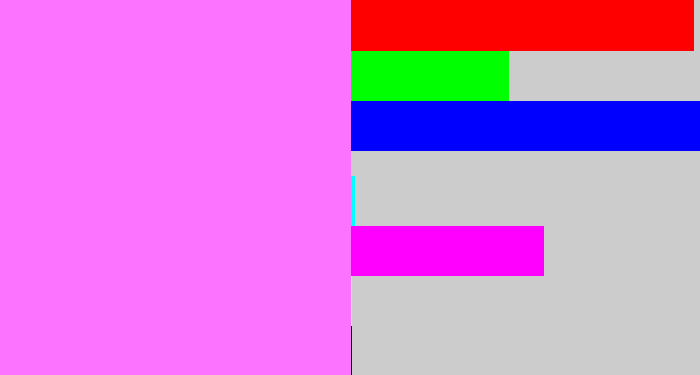 Hex color #fb73fe - violet pink