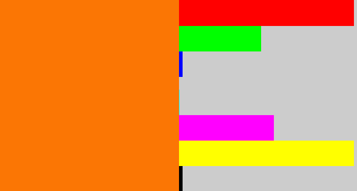 Hex color #fb7604 - orange