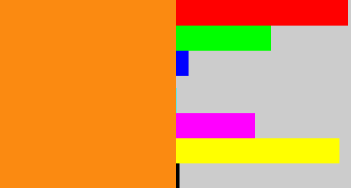 Hex color #fb8a11 - tangerine