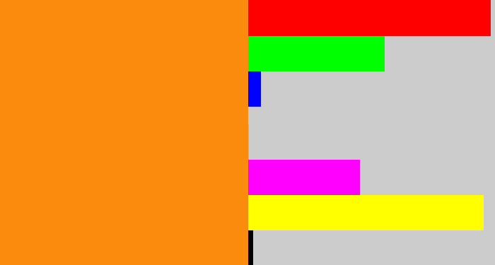 Hex color #fb8b0d - tangerine