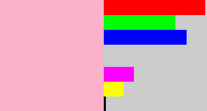 Hex color #fbb1cb - powder pink