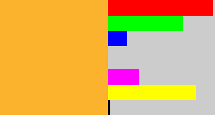 Hex color #fbb22d - mango