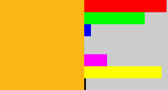 Hex color #fbb714 - orangey yellow