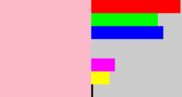 Hex color #fbb9c9 - pastel pink