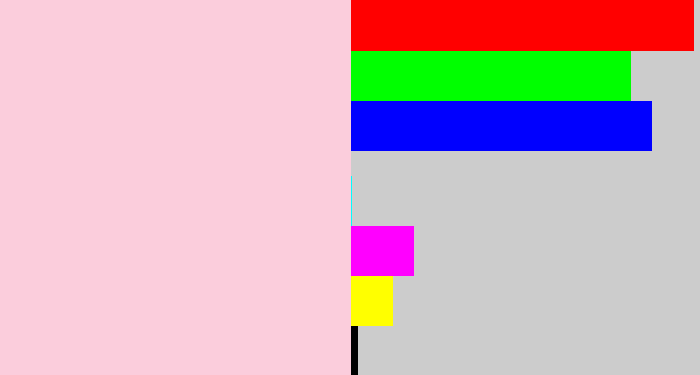 Hex color #fbcddc - pale pink