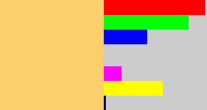 Hex color #fbd06c - light mustard