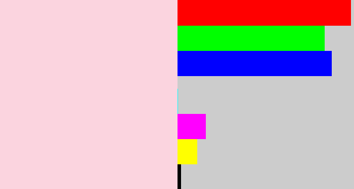 Hex color #fbd4df - light pink