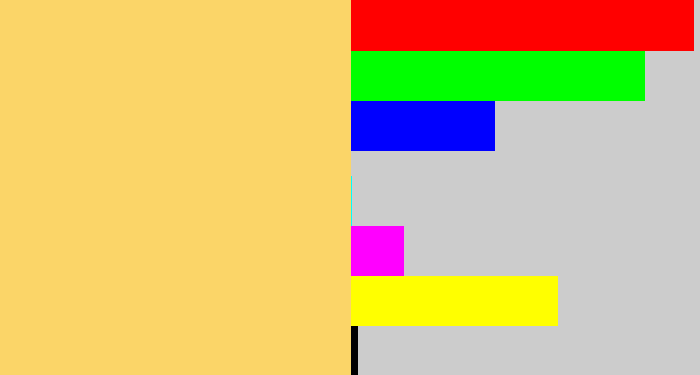 Hex color #fbd568 - light mustard