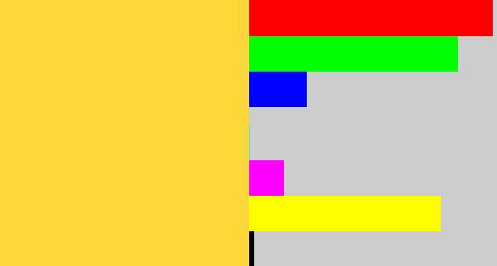 Hex color #fbd73a - sun yellow