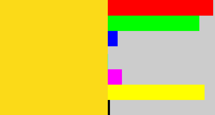 Hex color #fbda18 - sun yellow