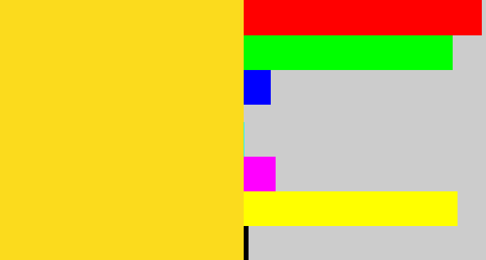 Hex color #fbdb1d - sun yellow