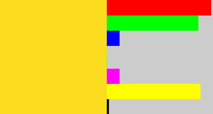 Hex color #fbdc1f - sun yellow