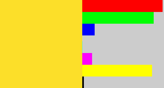 Hex color #fbde26 - sun yellow