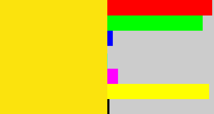 Hex color #fbe30d - dandelion