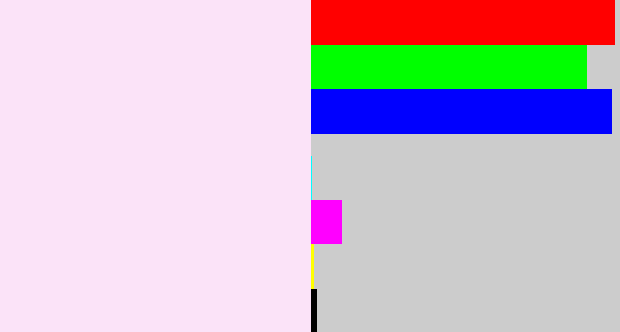 Hex color #fbe3f8 - very light pink