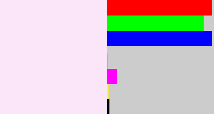 Hex color #fbe5f9 - very light pink