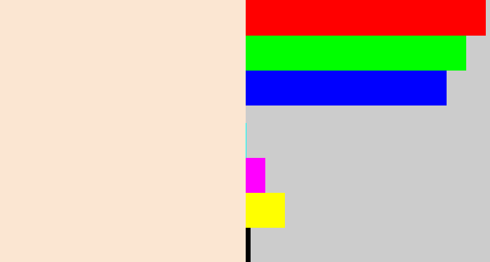 Hex color #fbe6d2 - pale