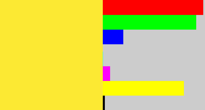 Hex color #fbe934 - off yellow