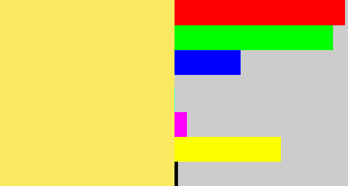Hex color #fbe961 - yellowish