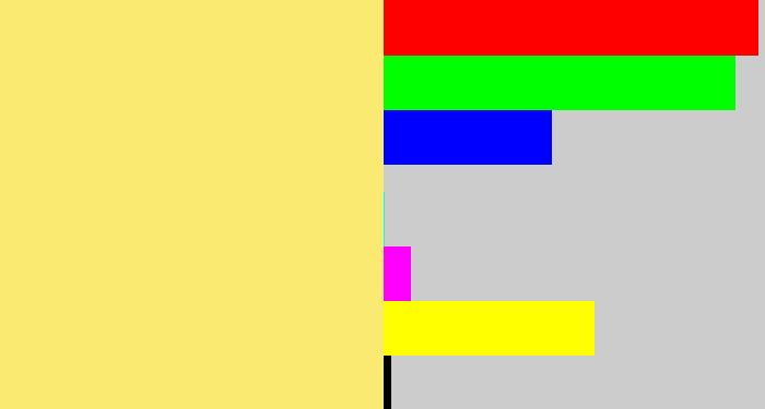 Hex color #fbea71 - sandy yellow