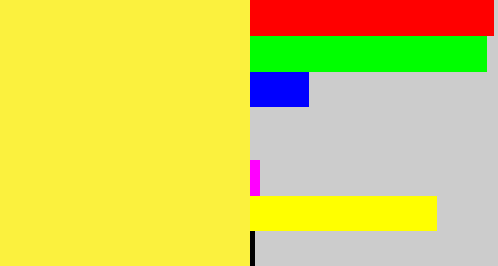 Hex color #fbf13e - off yellow