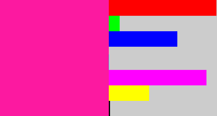 Hex color #fc19a0 - shocking pink