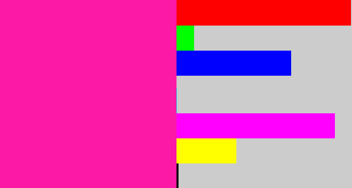Hex color #fc19a6 - shocking pink