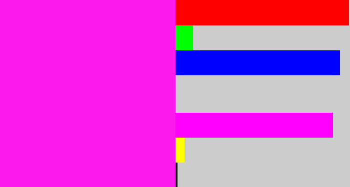 Hex color #fc19ef - pink/purple