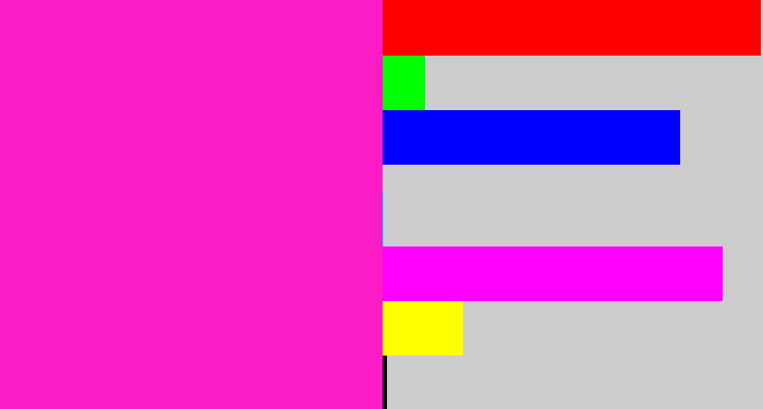 Hex color #fc1cc6 - hot magenta