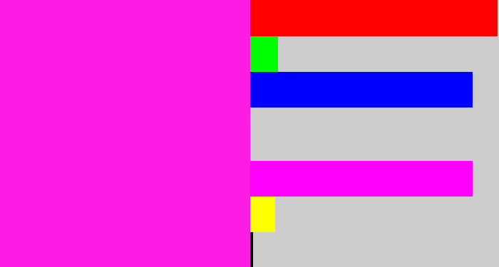 Hex color #fc1ce3 - pink/purple