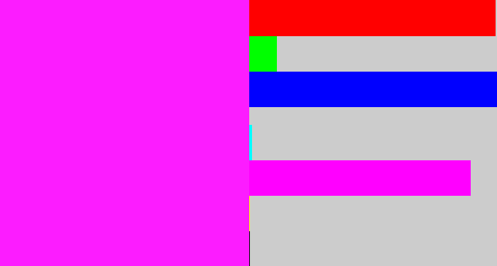 Hex color #fc1cff - pink/purple