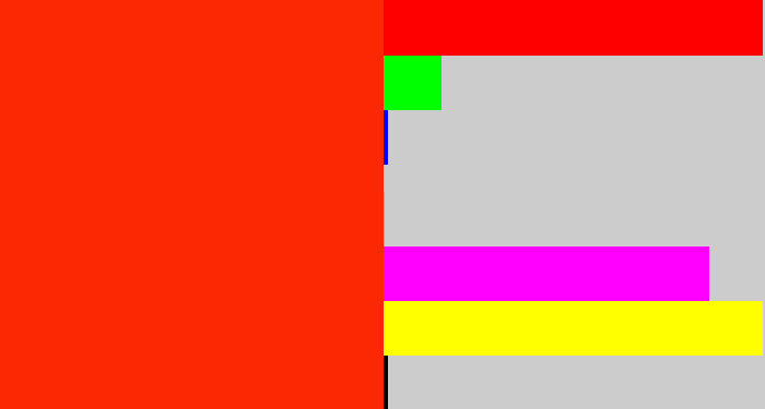 Hex color #fc2703 - vermillion