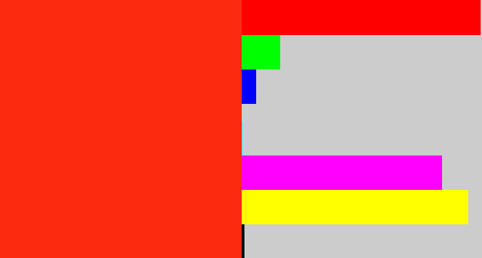 Hex color #fc2a0f - vermillion