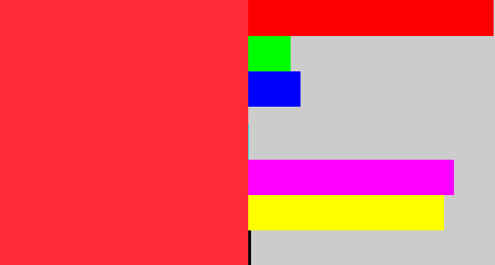 Hex color #fc2b35 - strawberry